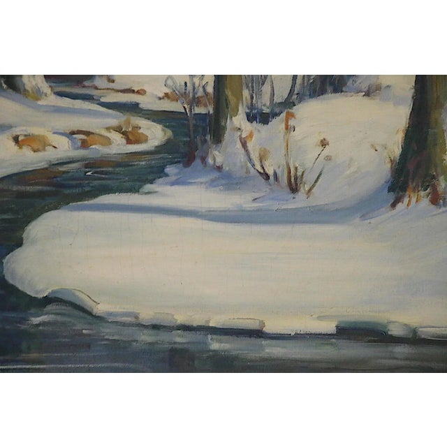 Early 20th Century Vintage Winter Landscape-Signed Oil/Canvas-Listed American Artist Robt. Palliser-Silver Leaf Frame For Sale - Image 5 of 10