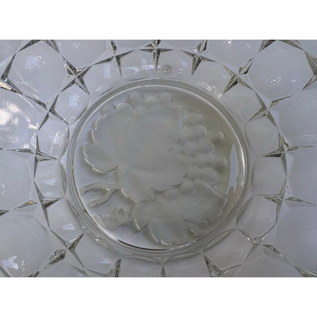Mid-Century Silver Overlay Pressed Glass Centerpiece Bowl With Scalloped Rim For Sale - Image 9 of 11