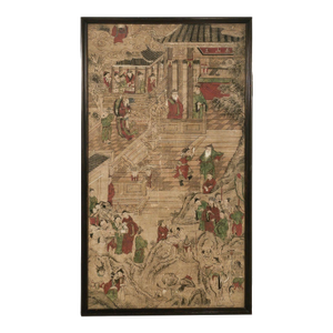 Large Chinese Painted Paper Panel, Circa 1900