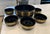 Unusual salad set made of gloss Melamine with patterned gold bands. Set consists of an 11.5 inch bowl and six 6.25 inch...