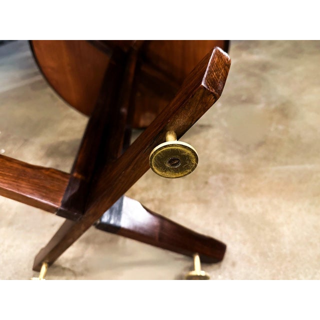 Round Side Table in Brazilian Rosewood With Brass Feet, Brazil, 1950s For Sale - Image 11 of 13