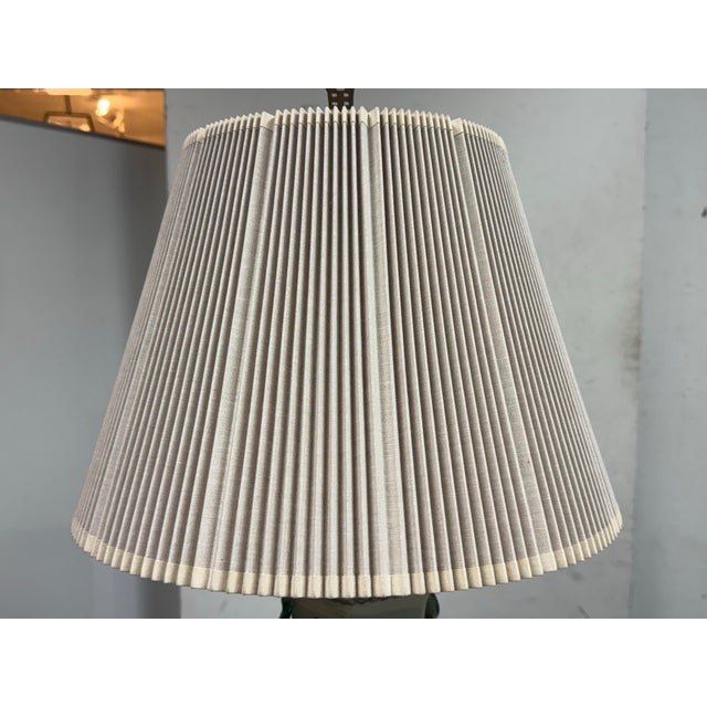 Early 21st Century Chinese Famille Rose Table Lamp With Pleated Shade For Sale - Image 5 of 12