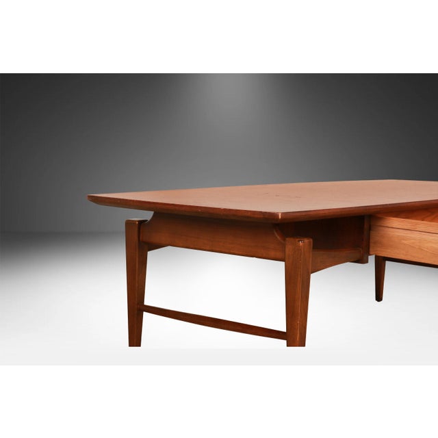 Brown Mid Century Lane Esteem Cane Front Walnut Coffee Table For Sale - Image 8 of 13