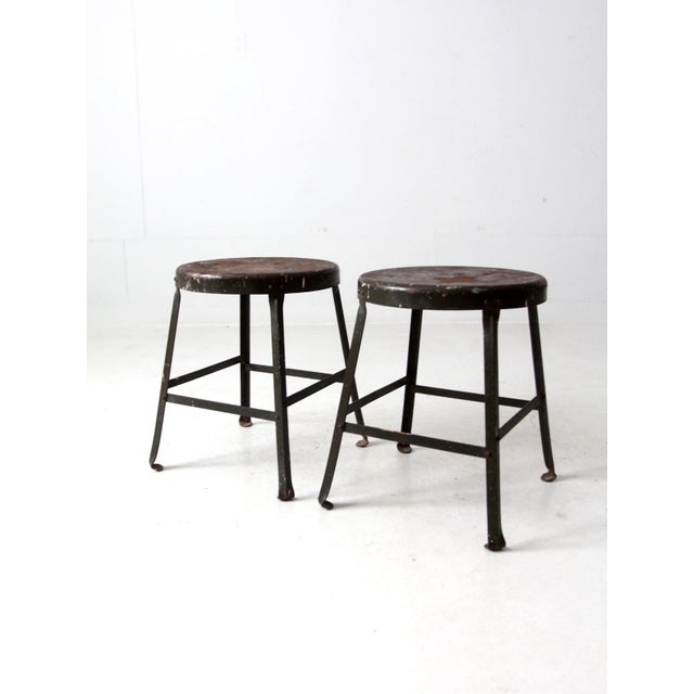 Vintage Industrial Stools Pair For Sale - Image 11 of 12