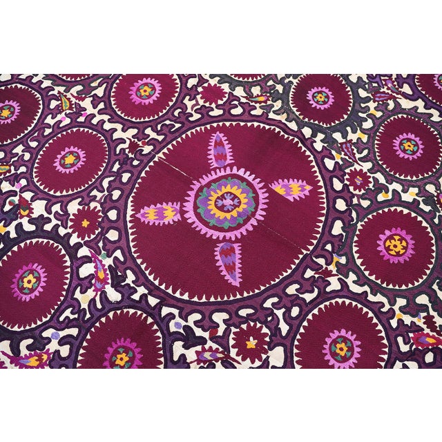 1920s 1920s Vintage Uzbek Khojent Province Silk Textile Embroidery Tapestry For Sale - Image 5 of 6