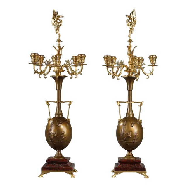 Candelabras in Gilded Bronze, Set of 2 For Sale