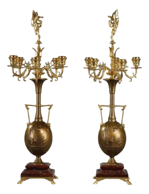 Candelabras in Gilded Bronze, Set of 2