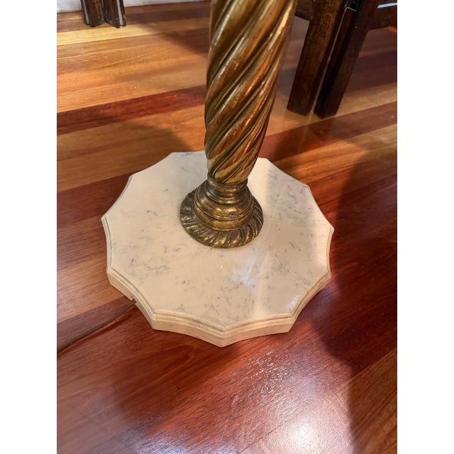 Mid 20th Century Vintage French Neoclassical Style Stone Floor Lamp With Table | Barley Twist Column | Louis XVI Influence For Sale - Image 5 of 8