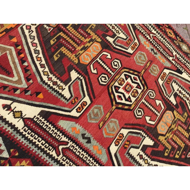 Textile 1960s Vintage Turkish Handmade Kilim Rug - 55"x87" For Sale - Image 7 of 10