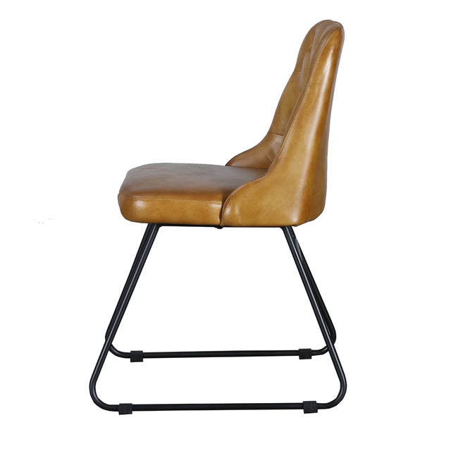 Matthew Izzo Home Verona Iron and Tufted Vintage Leather Chair For Sale - Image 4 of 6