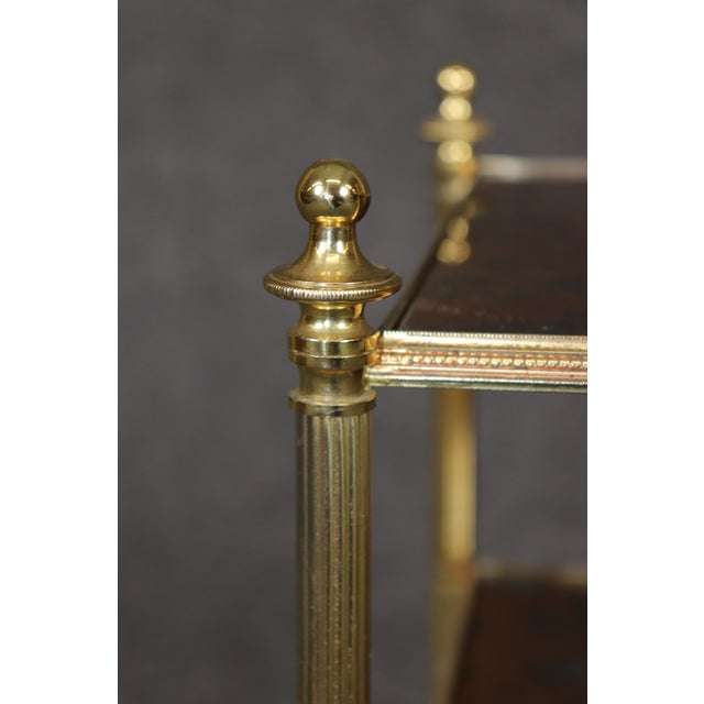 Maison Jansen Style Eglomise Glass & Brass 3 Tier End Table C. 1950's For Sale - Image 12 of 12