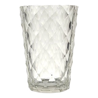 Diamond Pattern Crystal Vase, Circa 1960 For Sale