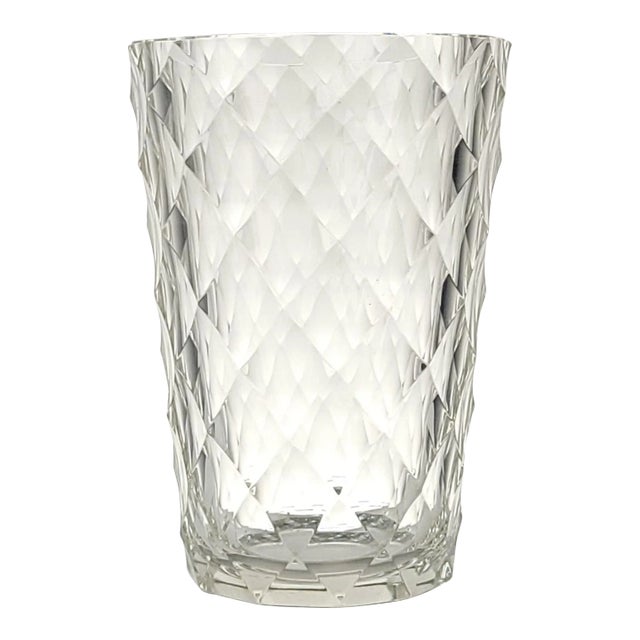 Diamond Pattern Crystal Vase, Circa 1960 For Sale
