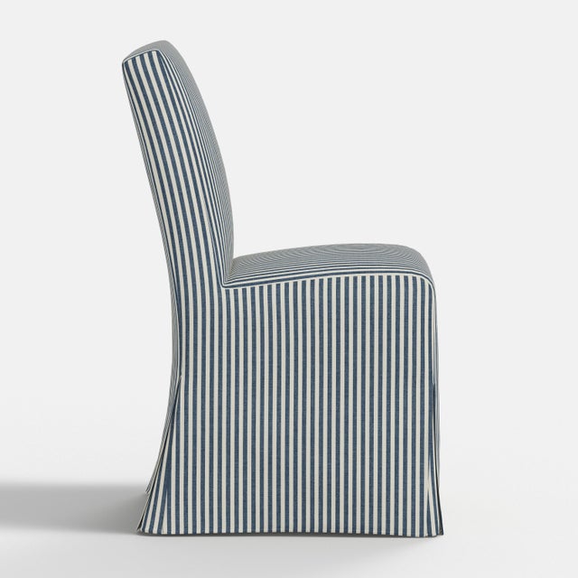 Slipcover for Stoffer Home x Cloth & Company for Lindy Slipcover Dining Chair in Jane Stripe Denim For Sale In Chicago - Image 6 of 7
