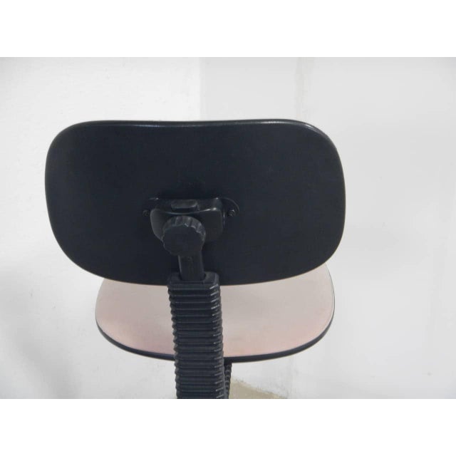 Stool with Wheels and Backrest, 1980s For Sale - Image 3 of 8