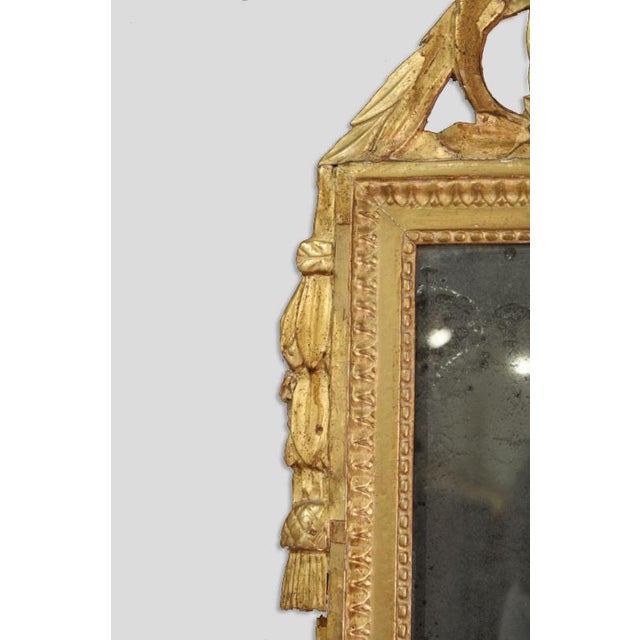 French Late 20th Century French Louis XVI Style Gilt Wood Mirror For Sale - Image 3 of 4
