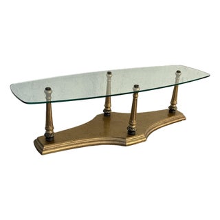 Burnished Gold + Glass Coffee Table For Sale