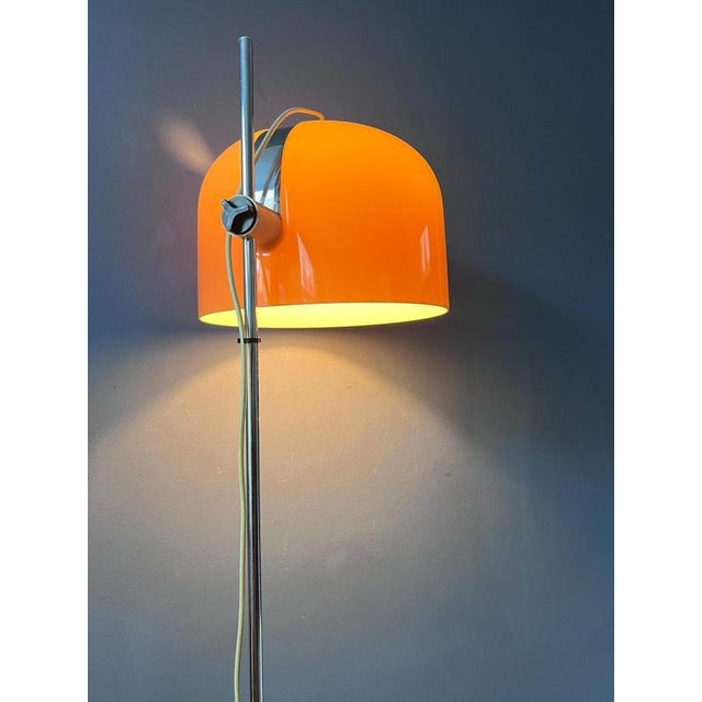Space Age Floor Lamp with Chrome Base and Orange Shade from Guzzini For Sale - Image 6 of 13