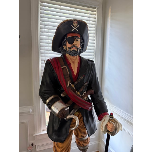 Contemporary Rare Handpainted Captain Hook Life Size Pirate Statue For Sale - Image 11 of 11