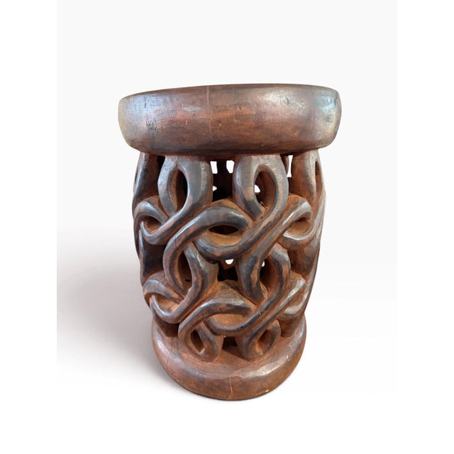 Tribal Vintage Tribal Nobility Bamileke Spiral Stool/ Side Table Cameroon 16" H For Sale - Image 3 of 10