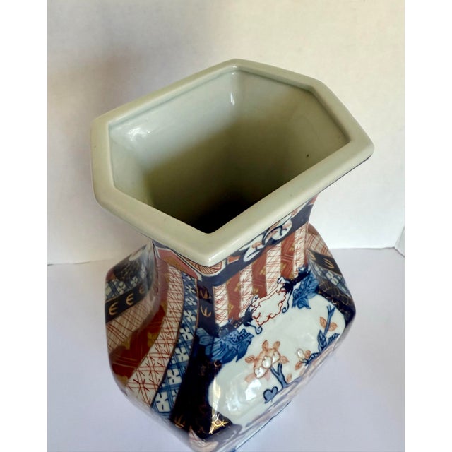 Antique Japanese Imari Porcelain Hexagonal Baluster Vase For Sale In Los Angeles - Image 6 of 12