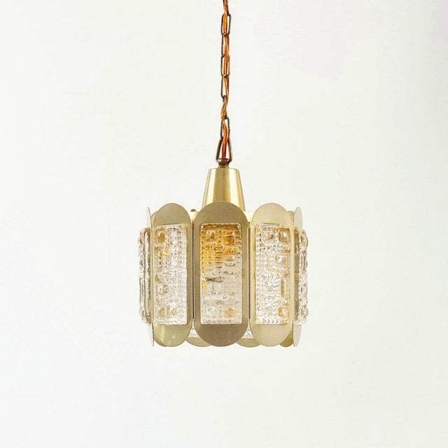 Mid century modern ceiling light /pendant from vitrika (denmark, 1960s/1970s). Metal shade decorated with 9 thick textured...