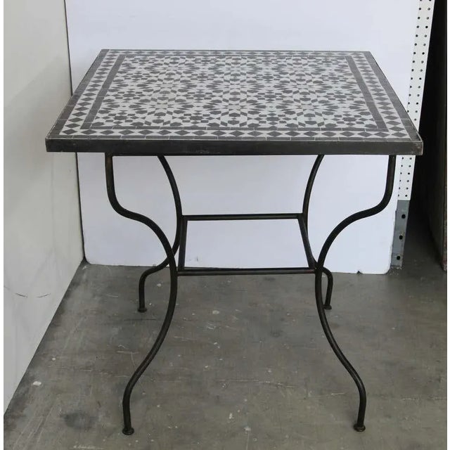 Mid 20th Century Moroccan Fez Mosaic Table in Black and White Tiles For Sale - Image 5 of 13