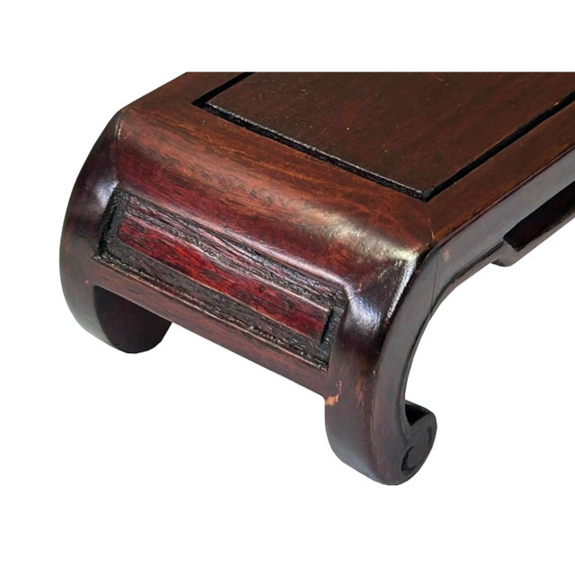 5.5" Reddish Brown Scroll Leg Rectangular Wood Display Stand Easel For Sale In San Francisco - Image 6 of 7
