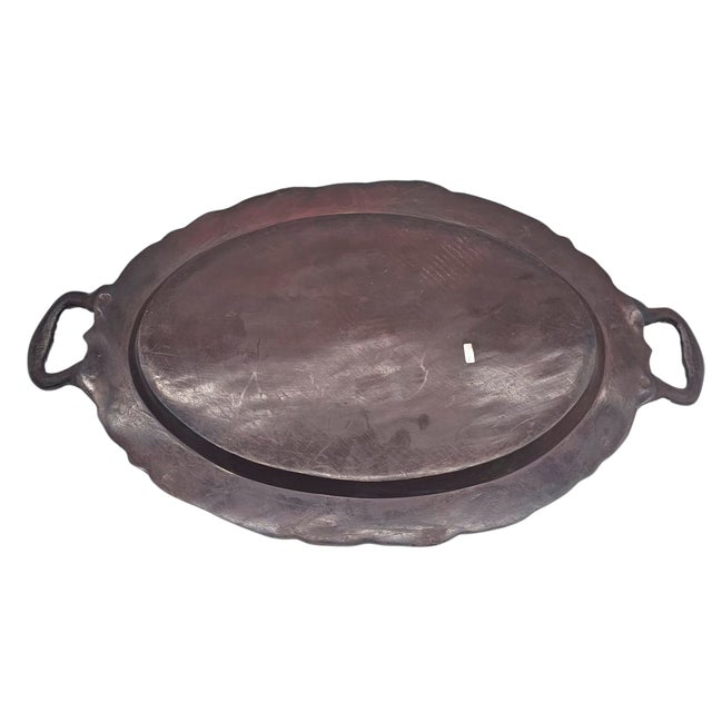 Late 20th Century Maitland Smith Bronze Tray Table With Ornate Handles and Faux Bamboo Stand For Sale - Image 5 of 7