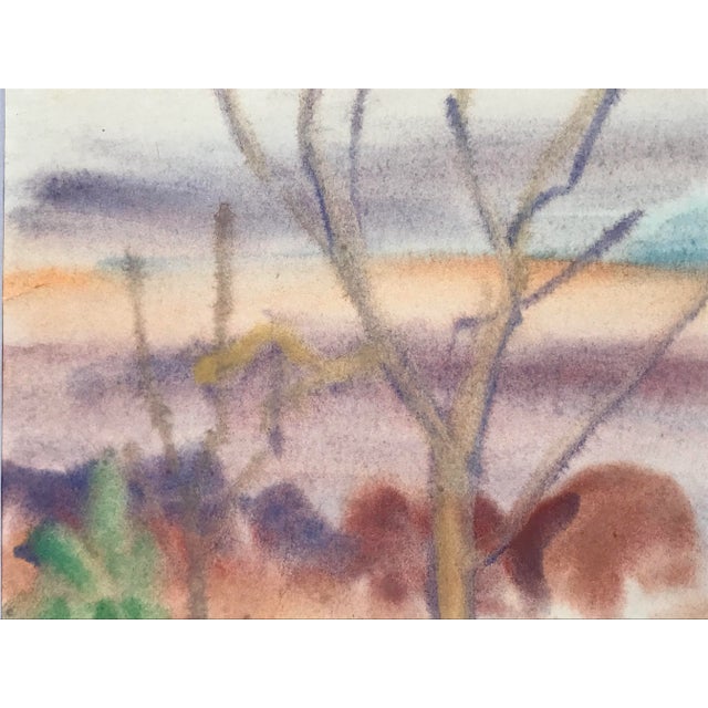 1950s Vintage Mid Century Modern Watercolor Landscape by M. Slenker For Sale - Image 5 of 6
