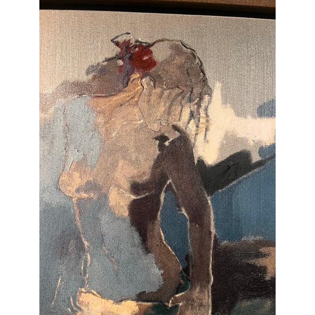 Paint 1970s Modern Abstract Portrait Painting Signed Achim - Framed Contemporary Art, Mid Century Modern For Sale - Image 7 of 11
