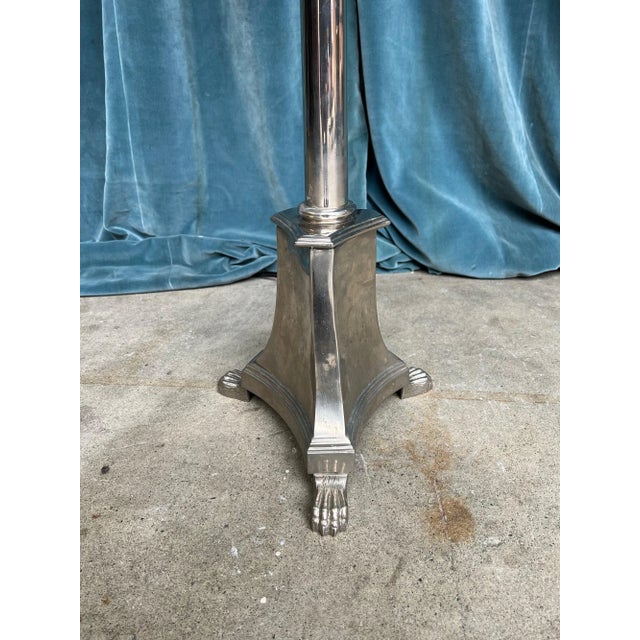 French 1940s Neoclassical Nickel-Plated Floor Lamp For Sale - Image 4 of 10