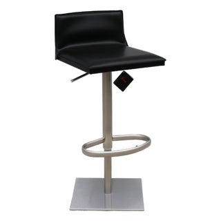 Minimalist Black Leather Latina Gp Piston Swivel Stool by Frag, Italy, Circa 2020 For Sale