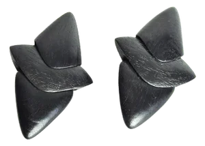 Large Sculptural Black Ear-Clips in Ebony from Monies, Denmark, 2000s, Set of 2