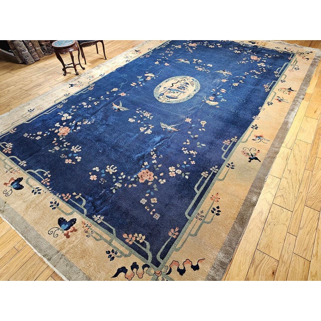 Textile Vintage Chinese Art Deco Oversize Rug, Wool Pile, Pagoda Design, 12' X 20' For Sale - Image 7 of 16