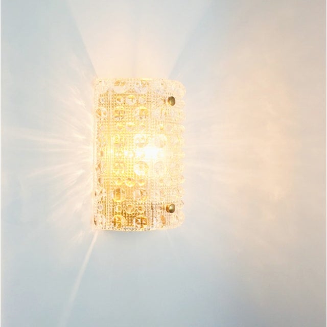 1960s Mid-Century Modern Scandinavian Glass & Brass Wall Lamp/Sconce by Carl Fagerlund for Orrefors, Sweden, 1960s For Sale - Image 5 of 8