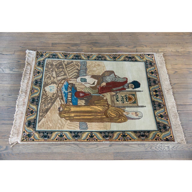 Vintage Persian Tabriz Pictorial Rug For Sale In Chicago - Image 6 of 15