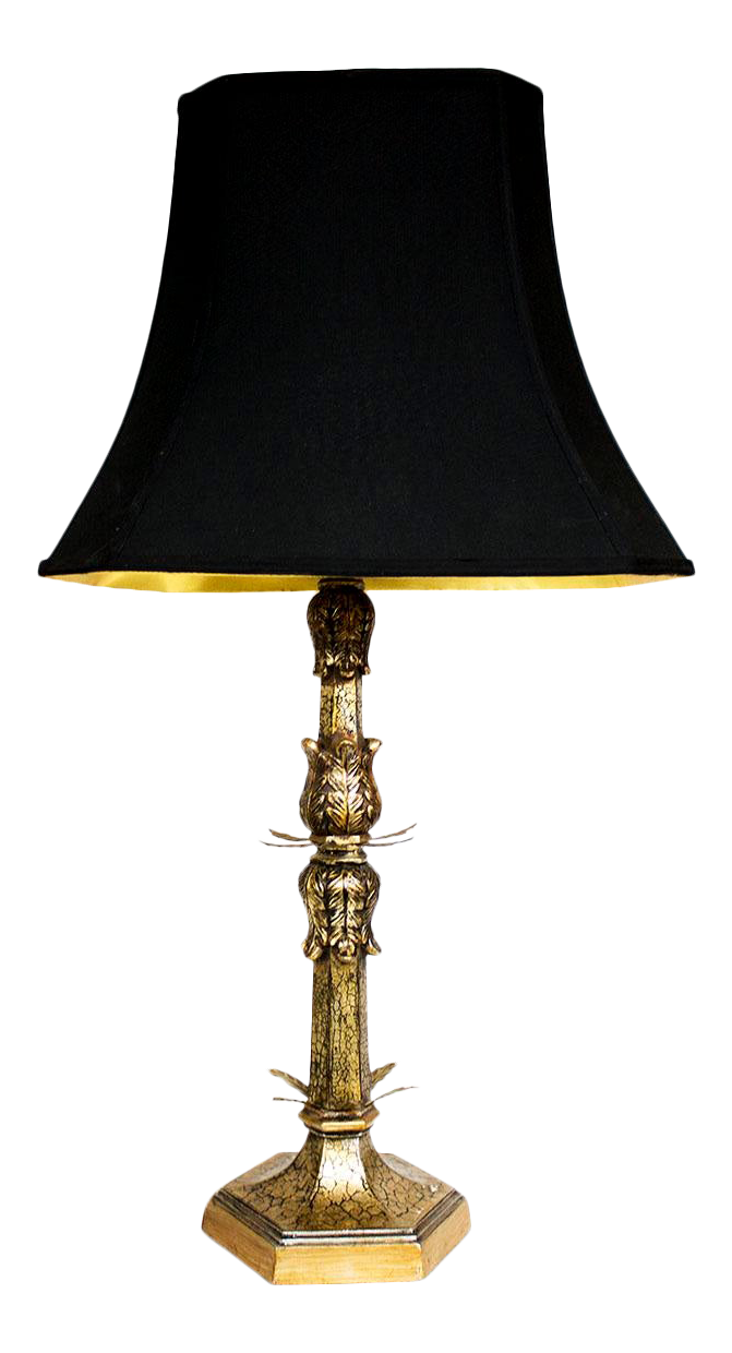 gold lamp with black shade