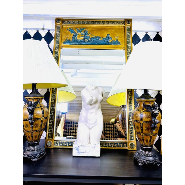 Oversized Neoclassical Greek Key Trumeau Wall Mirror With Classical Relief Frieze For Sale - Image 10 of 18