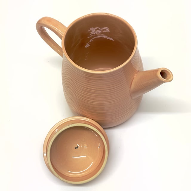 Pink Vintage Peachy Pink Ceramic Teapot Curation - Group of 3 For Sale - Image 8 of 16