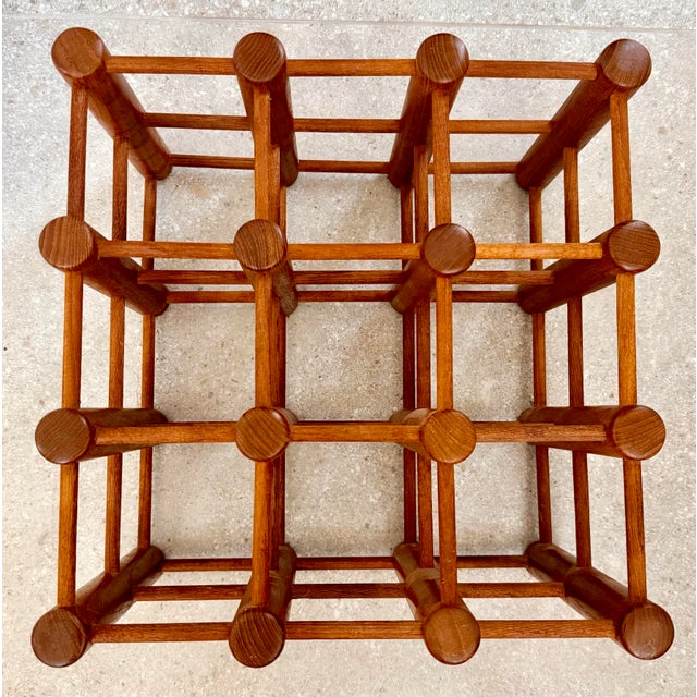 Vintage Mid-Century Modern Teak Wood Adjustable Wine Rack Holds 12 Bottles in the Style of Nissen Langaa of Denmark For Sale - Image 10 of 12