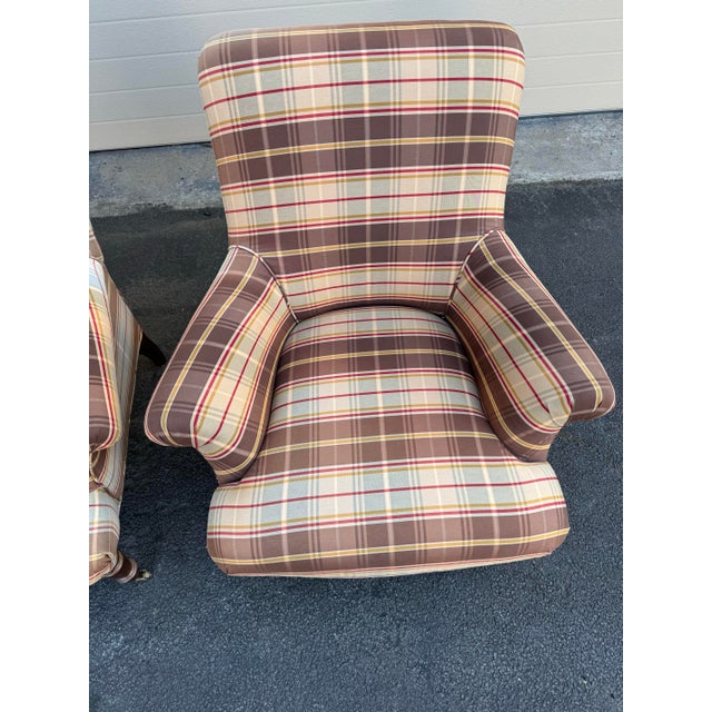 George Smith Christopher Style Plaid Chairs - Set of 2 For Sale - Image 9 of 11