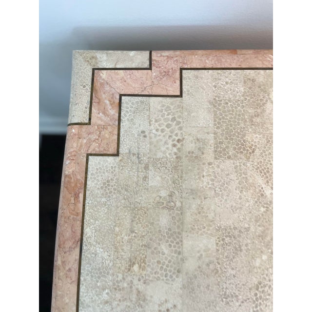 1980s 1980s Postmodern Tessellated Stone & Brass Side Table - Maitland-Smith / Casa Bique Style For Sale - Image 5 of 6