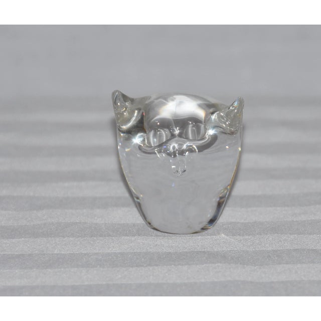 Figurative Strauss Art Glass Clear Crystal Owl Paperweight For Sale - Image 3 of 7