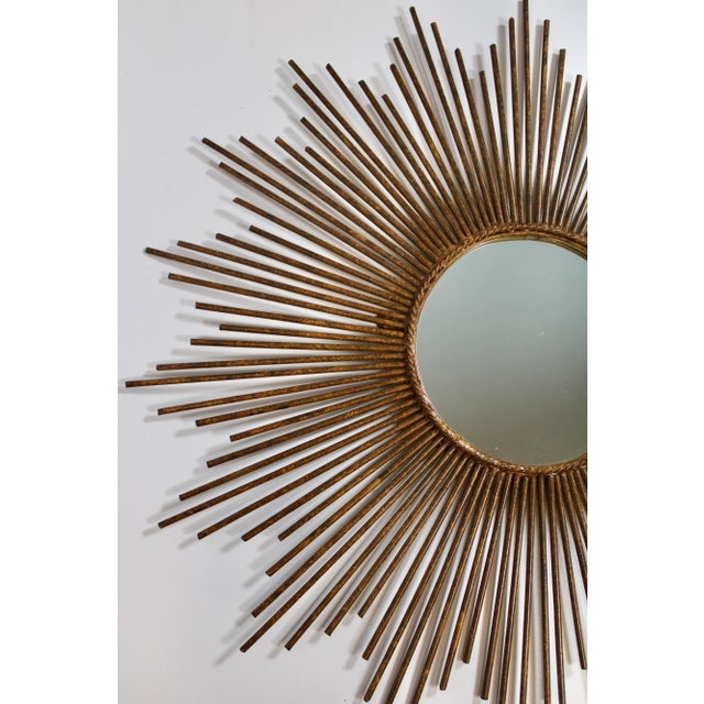 Large Mid Century Modern Bronze Sunburst Mirror For Sale In Tulsa - Image 6 of 8