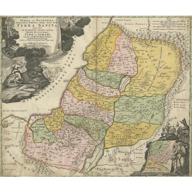 Holy Land Map of Judaea Palestina from Homann, 1710s For Sale - Image 3 of 9
