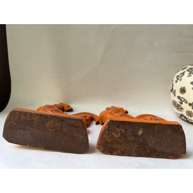 Antique Metal Cast Iron Roosters Chickens Bookends- a Pair For Sale - Image 12 of 13