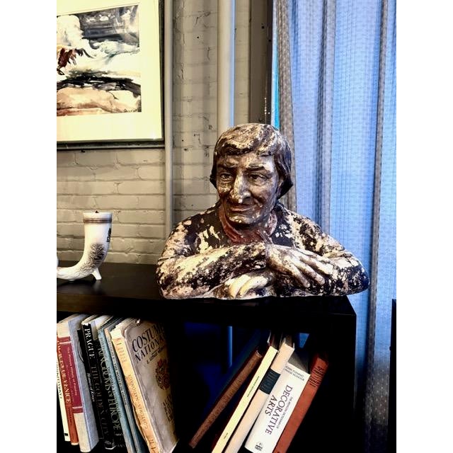 Brown Antique 19th Century Plaster Cast French Half Bust Figural Retail Shop Sign For Sale - Image 8 of 12