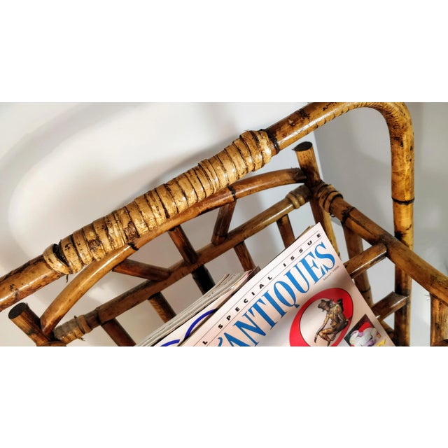 Tan Mid Century Bamboo Magazine Rack Holder For Sale - Image 8 of 9