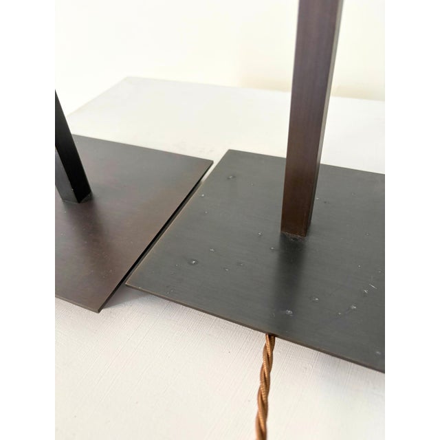 Minimalist Bronze Table Lamps, Belgium, Set of 2 For Sale - Image 6 of 8
